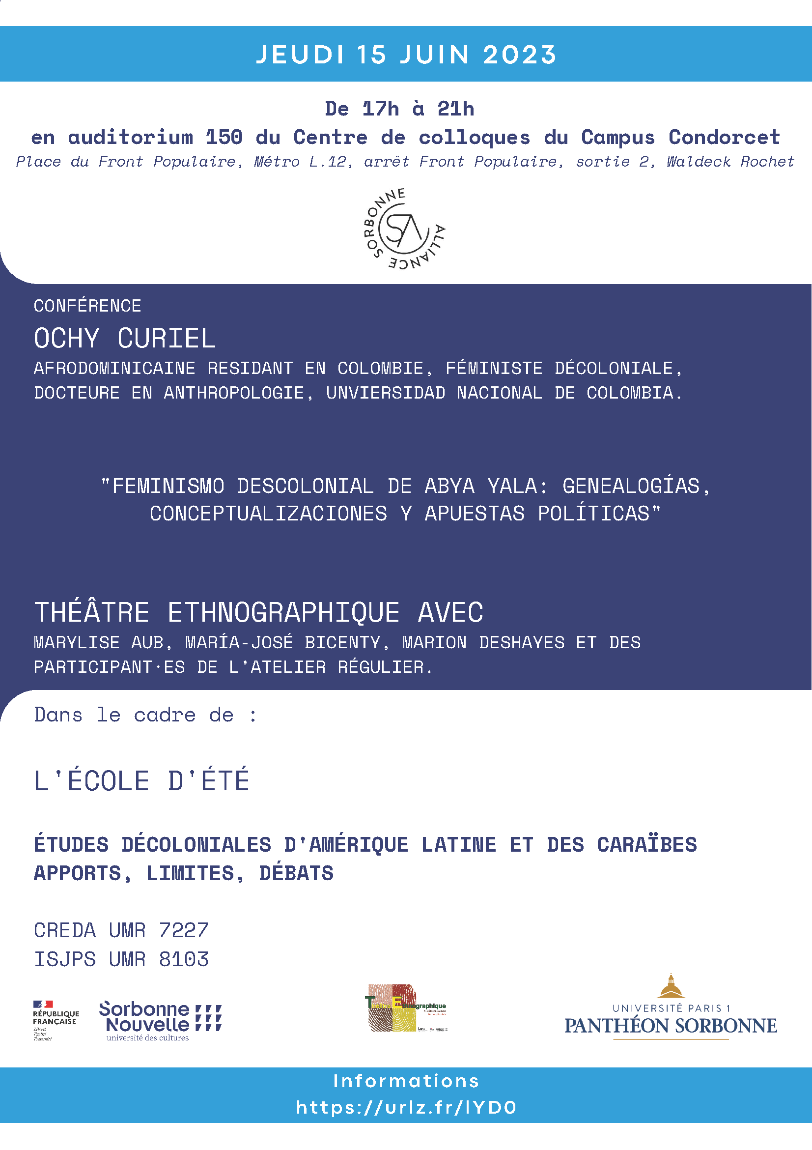 Etudes décoloniales d'Amérique latine et des Caraïbes - Théâtre ethnographique et conférence de Ochy Curiel