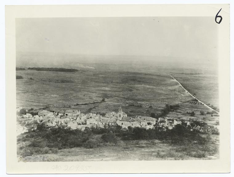 The town of Montsec as viewed from the crest of Montsec height, showing the nature of the country over which the Americans had to advance.